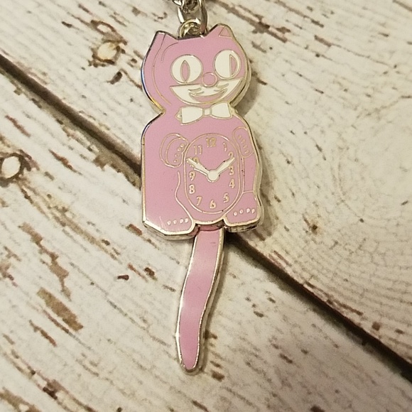 Retired pink kit-cat klock clock necklace - Picture 4 of 7